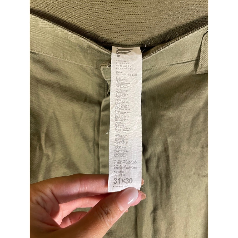 Fabletics Mens Only-Way Chino Pants Olive Green Slim Straight Stretch 31x30 - Picture 3 of 10